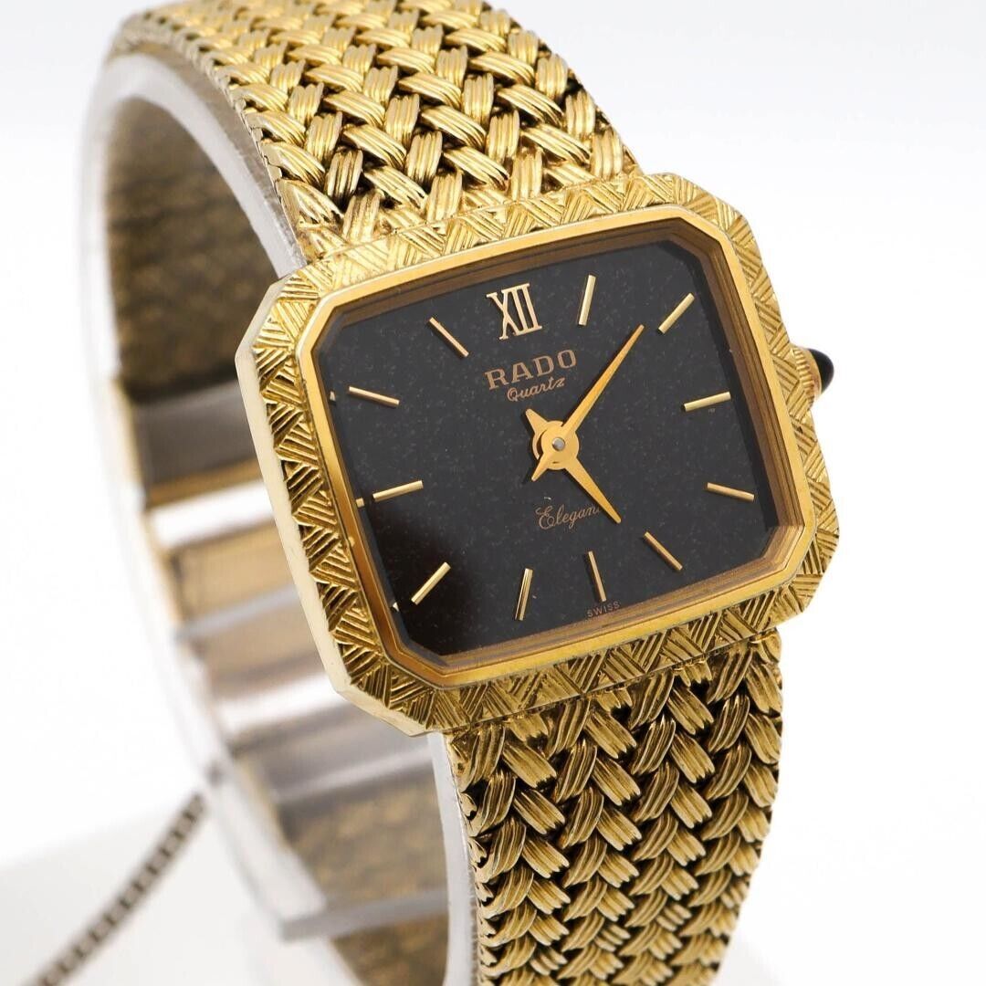 RADO ELEGANCE Wristwatch Gold Black Quartz Ladies 19 x 22 mm Belt