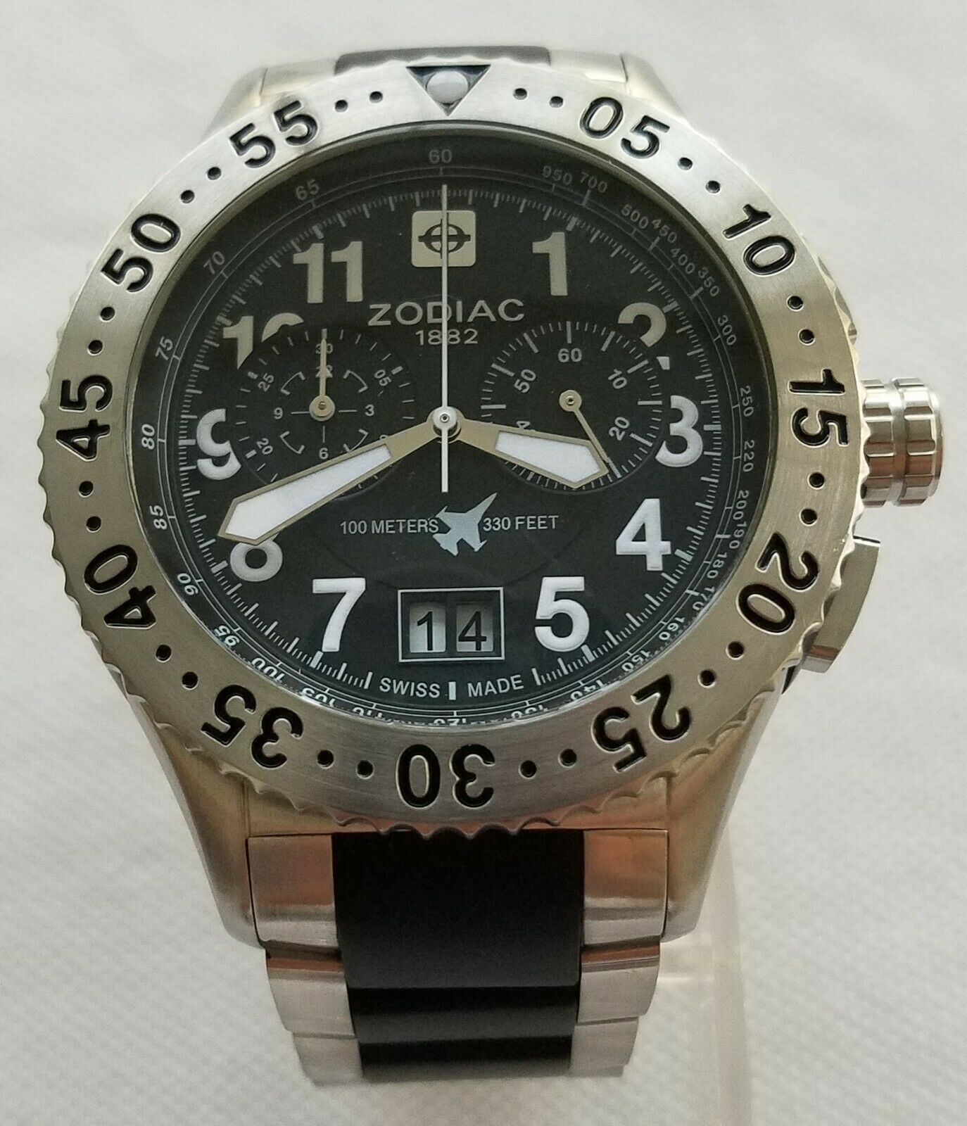 Zodiac Dragon Wing ZO7404 Pilots Chronograph Swiss Made 46 mm Case