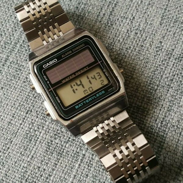 vintage casio al180 batteryless solar alarm chrono lcd watch qw668