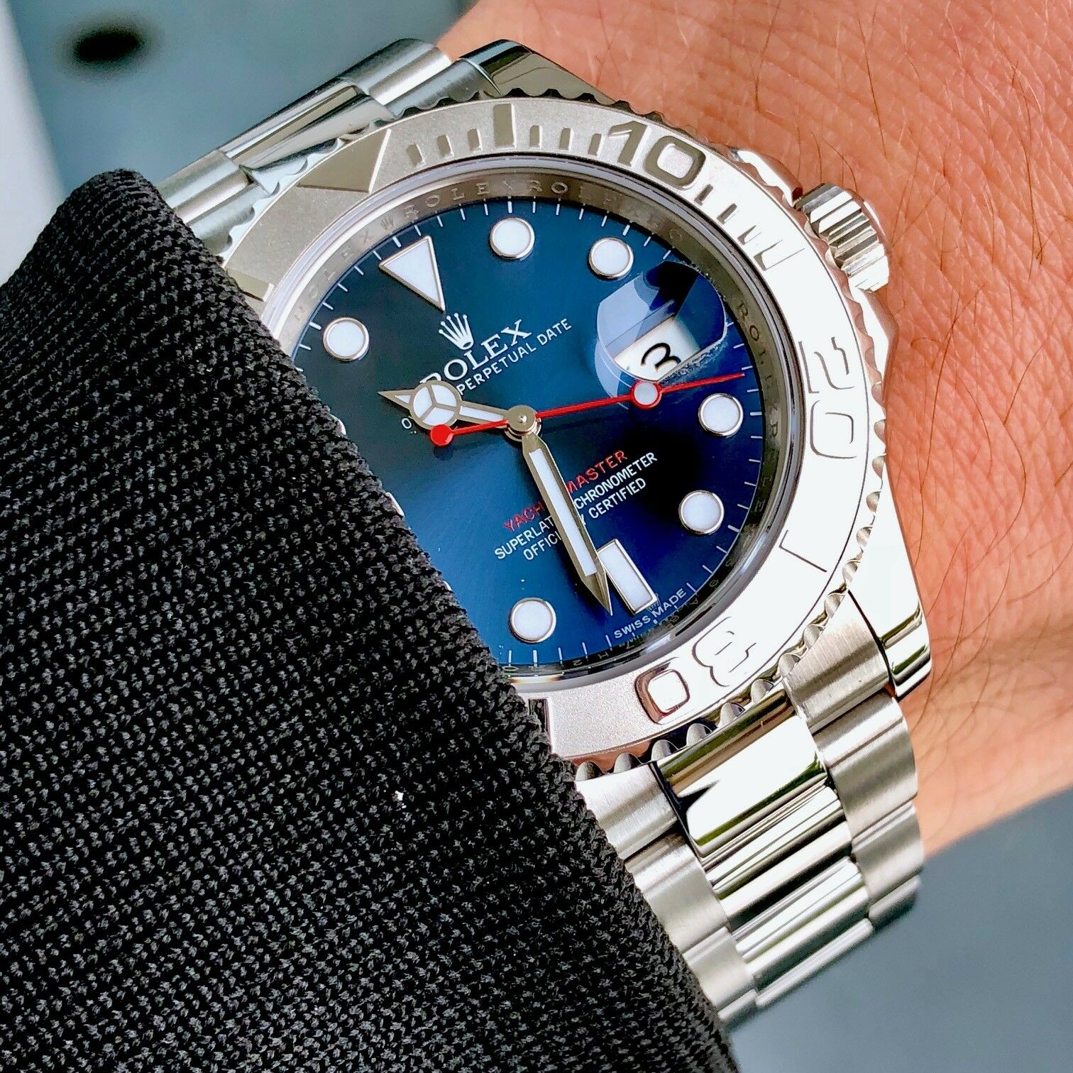 Rolex Yacht-Master Steel & Platinum Bezel Blue Dial 40mm Watch 116622