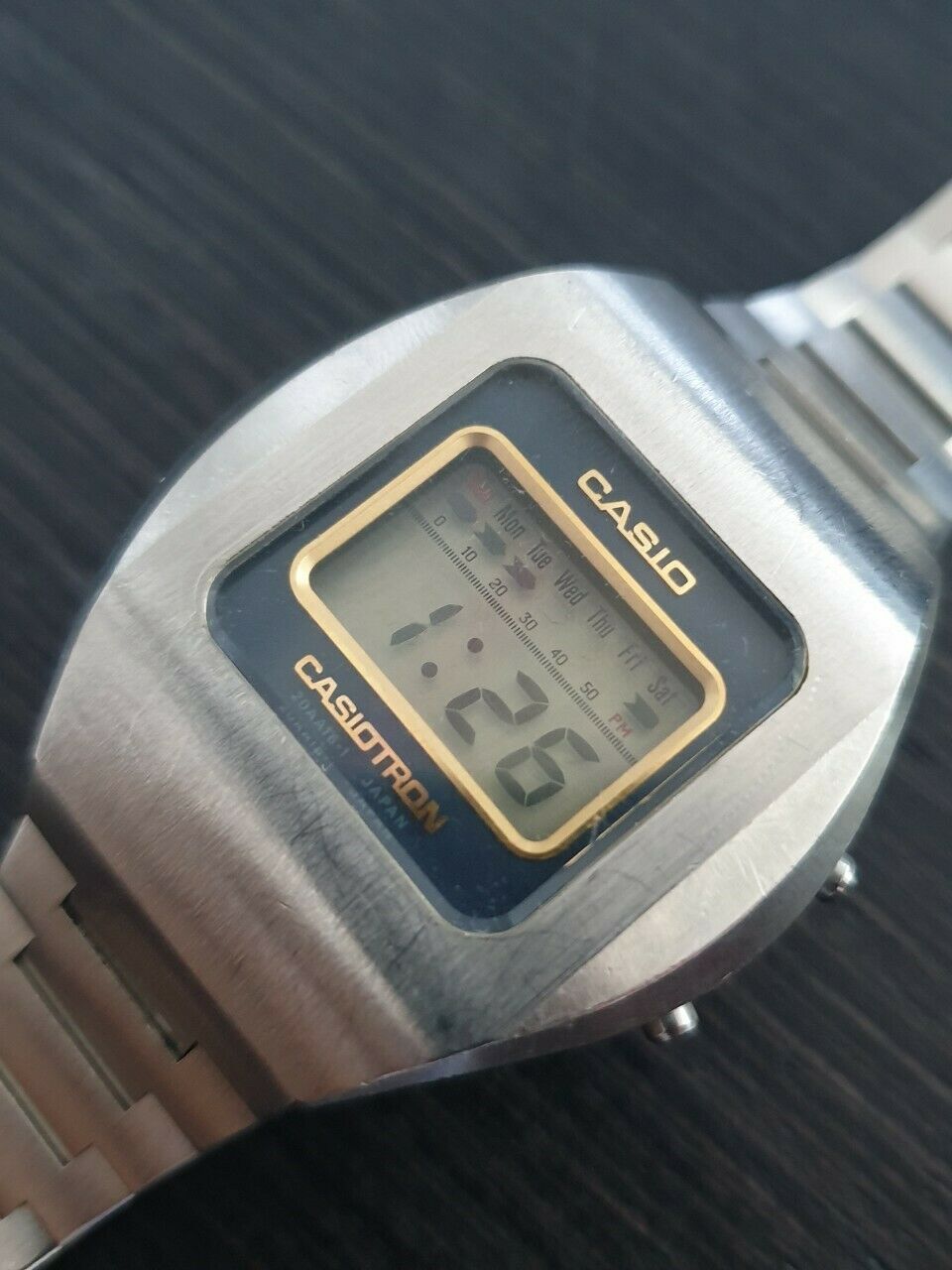 CASIO カシオ CASIOTRON ビンテージ ステンレス S-12 Vintage Rare Casio S-12 Casiotron Japan Mens LCD Collectible