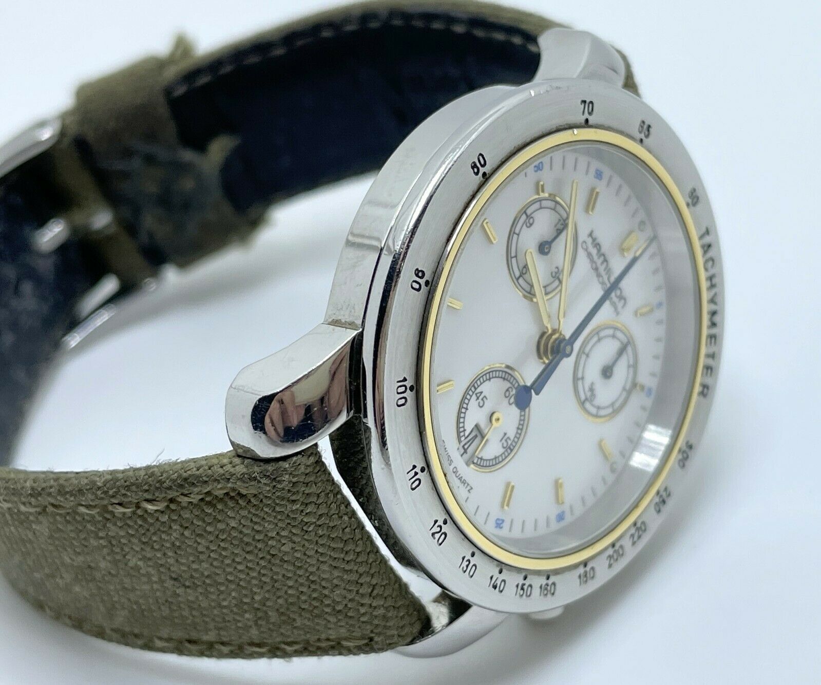 Vintage Hamilton 8800 Series Quartz Whit Dial 8808 Chronograph 