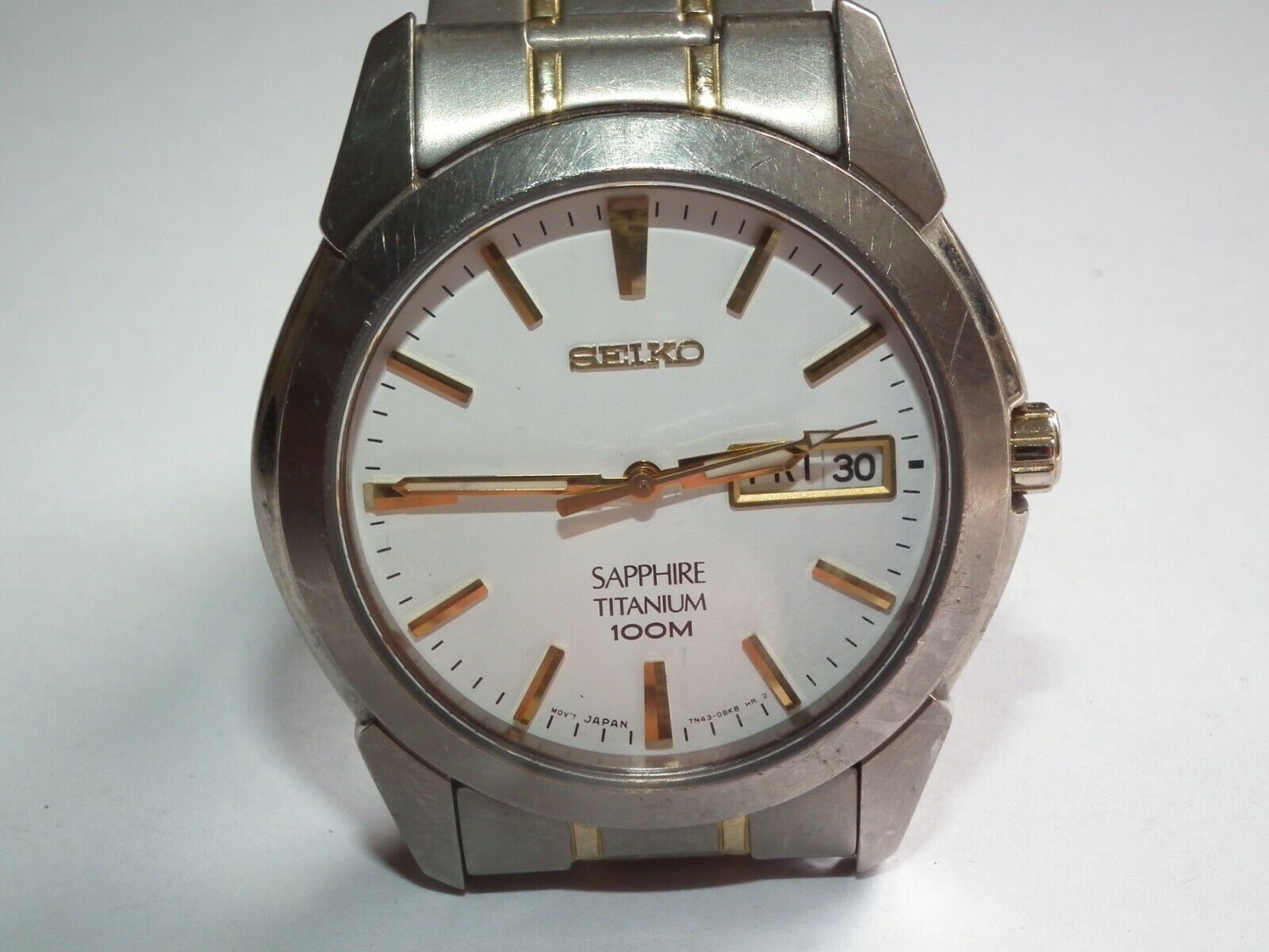 indsprøjte George Hanbury shilling Seiko Titanium 7N43 – 0AS0 Gents 18ct & Titanium Day Date Wristwatch  Working | WatchCharts