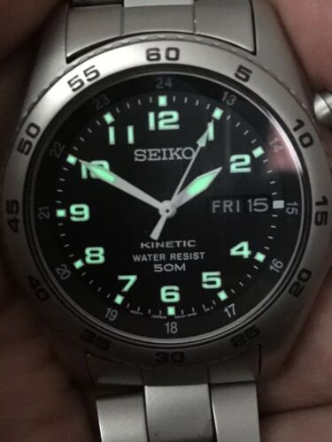 RARE SEIKO KINETIC GENTS WRISTWATCH MILITARY STYLE