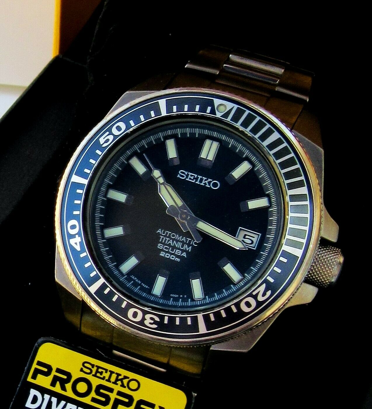 ⌚ORIGINAL Seiko JDM Titanium SAMURAI ‏SBDA003 BLUE Mens DIVER Watch COMPLETE Set WatchCharts
