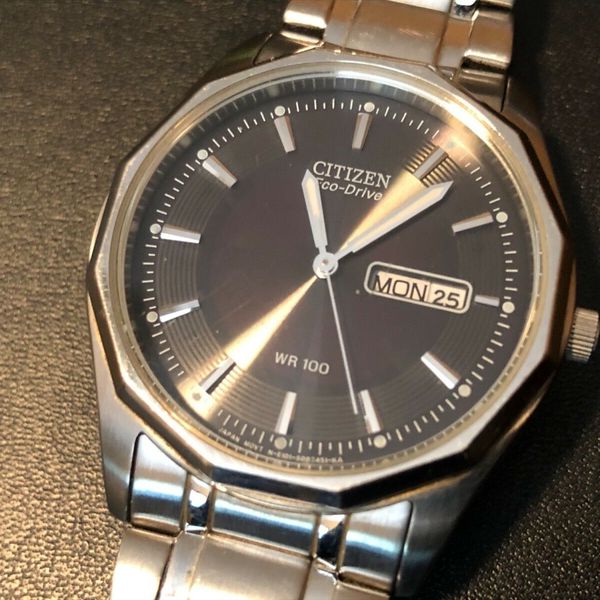 Citizen EcoDrive E101 S053412 HSW Stainless Steel Day Date Men