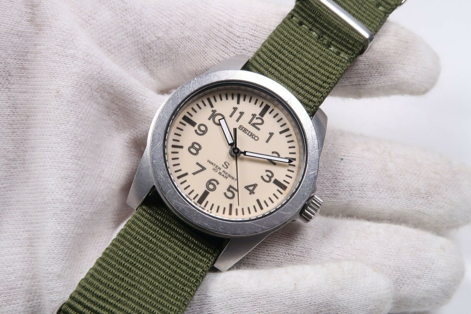 Vintage SEIKO SUS 7N21-0010 MILITARY STYLE FIELD WATCH Mens Japan 