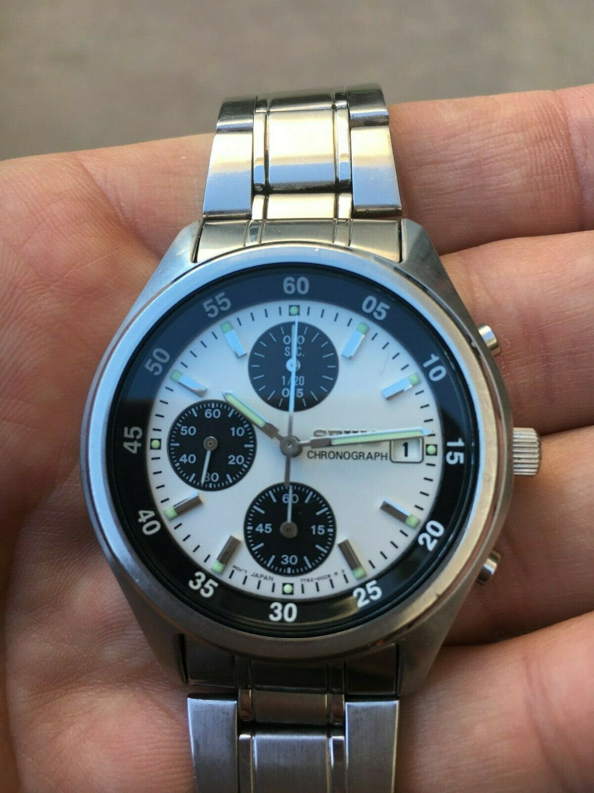 Seiko 7t92-OCCB panda dial vintage quartz chronograph | WatchCharts