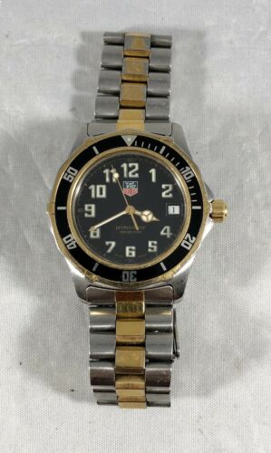 Tag Heuer 2000 Professional BLACK WM1120 Sport Gold SS Watch Mens