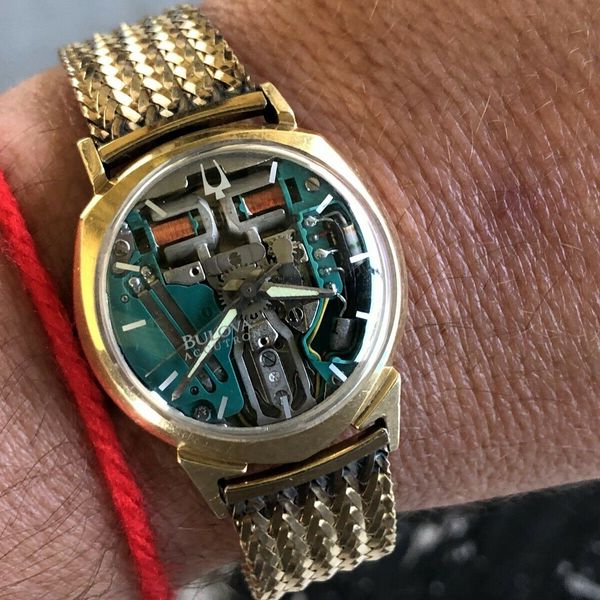 1960s Bulova Accutron 214 Spaceview Alpha 14k Solid Gold Original