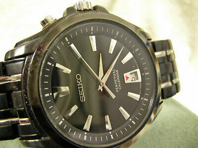 Seiko Perpetual Calendar 6A32 00T0 Black Anodized two tone case