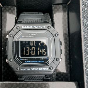 Casio W-218H-1AVCF Orologio Digitale Uomo - Quarzo Nero Con Retroilluminazione E Cronometro
