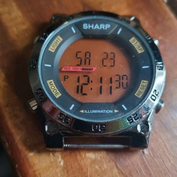 Sharp Lcd Watch Sharp SHP5704 Digital Watch XH878 NO BAND For Parts/Repair 100ft. Water ...