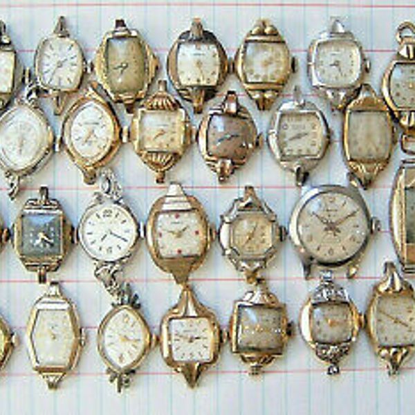 37 Vintage Ladies Watch Lot for Repair Parts Bulova Elgin  display picture 2