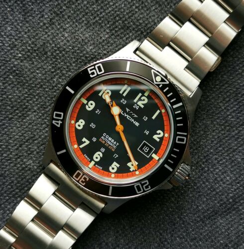 Glycine Combat Sub Automatic 42mm Black and Orange Dial GL0088