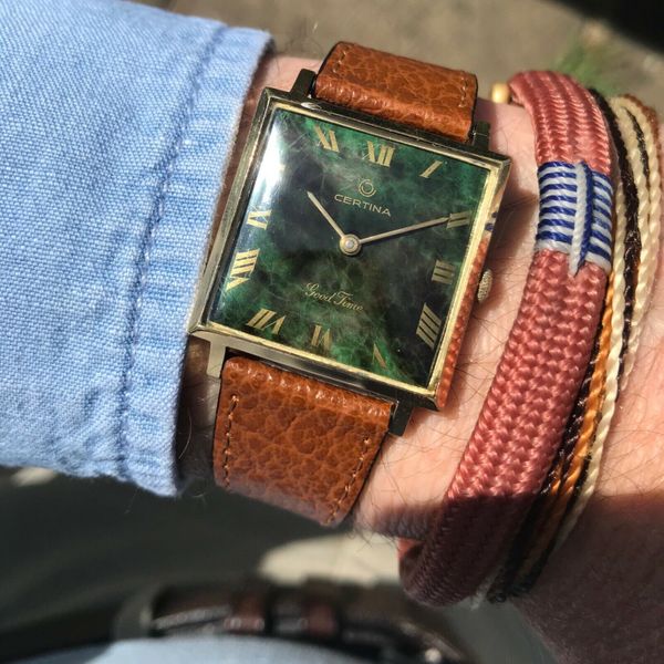 Stunning vintage 1970's Certina Good Time green marble dial cal 23-30 ...