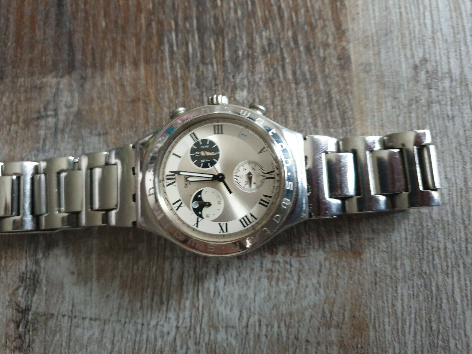 SWATCH IRONY CHRONO MOON FACE Aluminium YCS 441 2002 | WatchCharts 