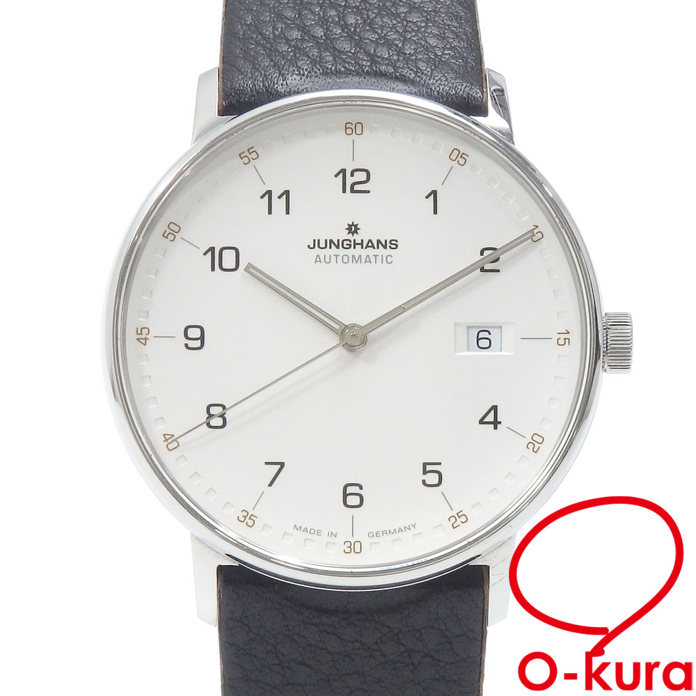 Used Junghans watch form A men s automatic SS leather belt 027