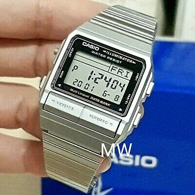 Casio DB-380-1D Silver DataBank Vintage Digital Day Date