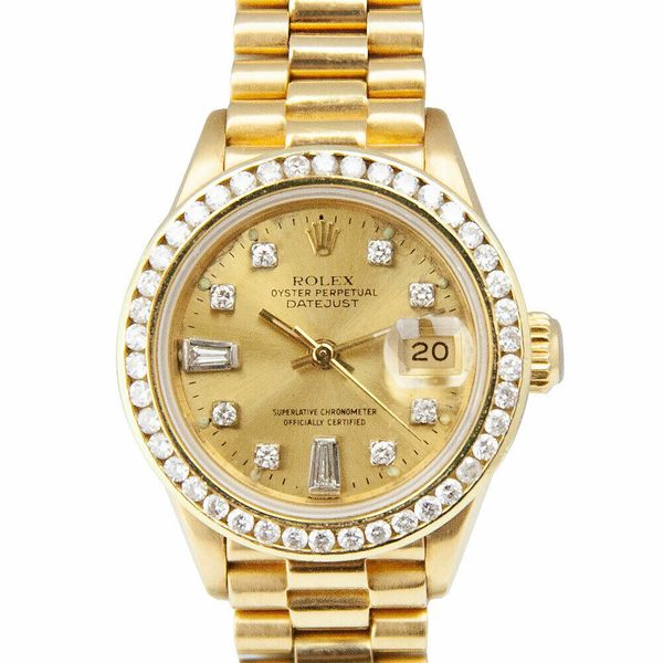 Rolex 69278 President Datejust Champagne Diamond Dial 26mm Ladies Watch ...