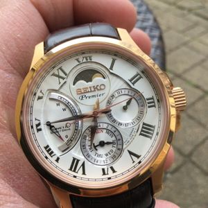 Seiko Premier Kinetic Direct Drive Moonphase SRX008p1 Rose Gold with Winder  | WatchCharts
