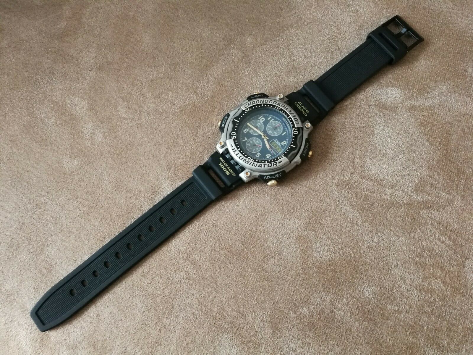 casio mda-100 illuminator alarm chrono lcd watch 200m wr japan