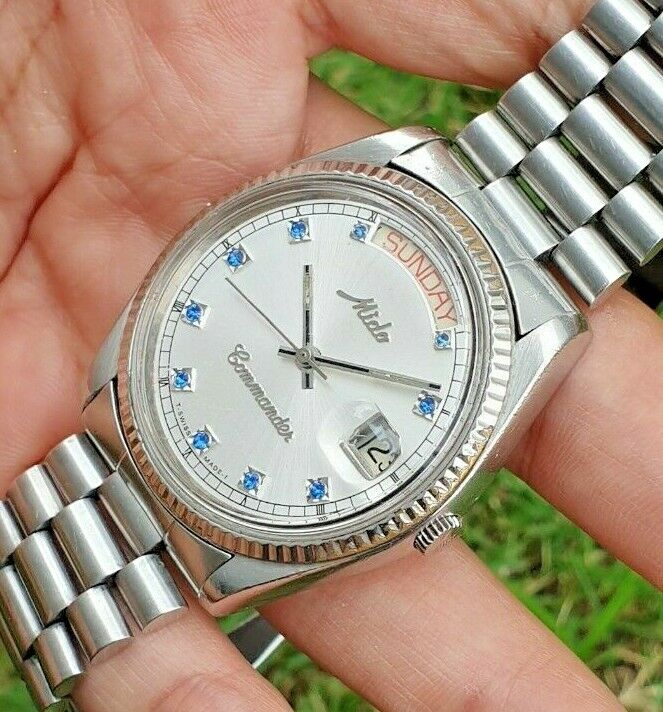 MIDO COMMANDER PRESIDENT 8299 BLUE SAPPHIRE ACCENT MENS MIDO COMMANDER PRESIDENT 8299 BLUE SAPPHIRE ACCENT MENS