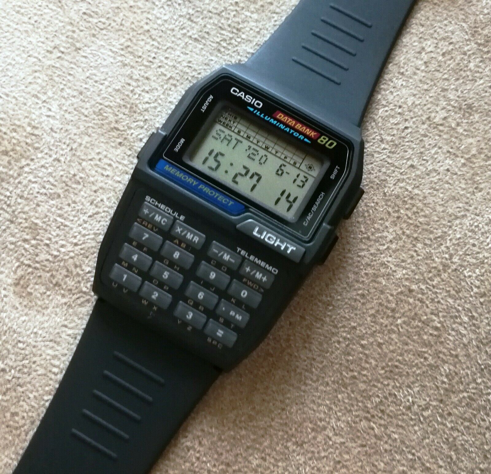 new casio dbc 81 databank calculator telememo 80 alarm chrono watch qw 1476 rare WatchCharts Marketplace