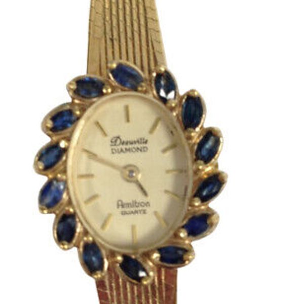 Deauville Diamond Armitron Quartz Wristwatch Sapphire Coloured Stones Vintage WatchCharts Marketplace