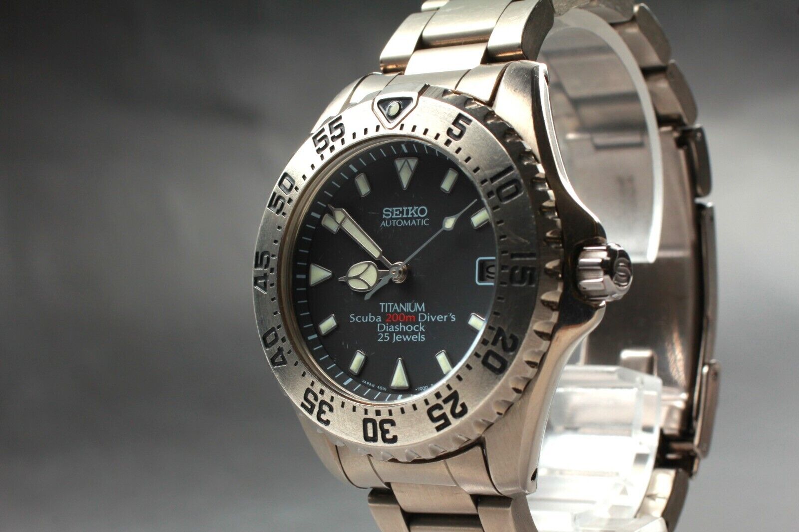 NEAR MINT Seiko 4S15 7000 Black Bezel Titanium Scuba 200m