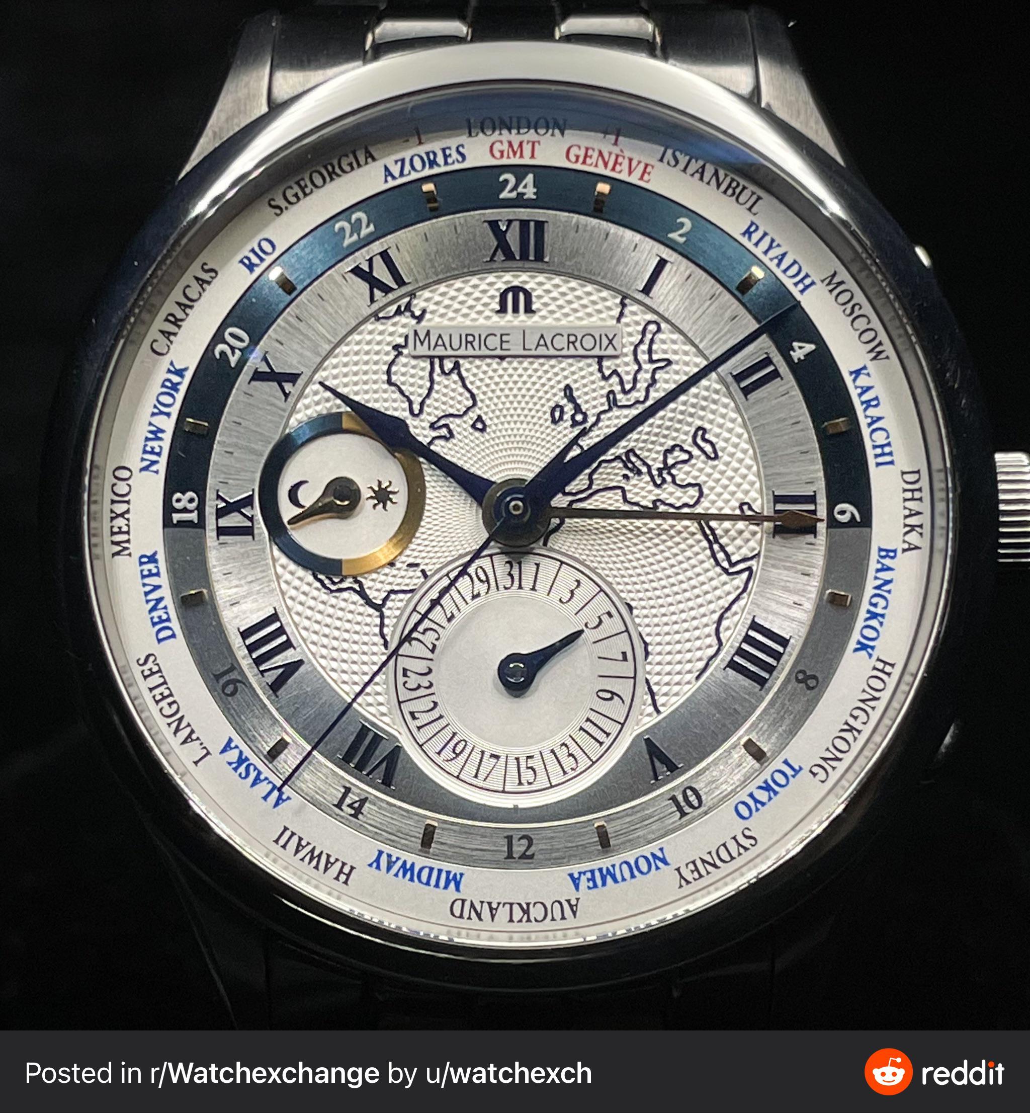 WTS WTT Maurice Lacroix Worldtimer White Dial 42mm mp6008