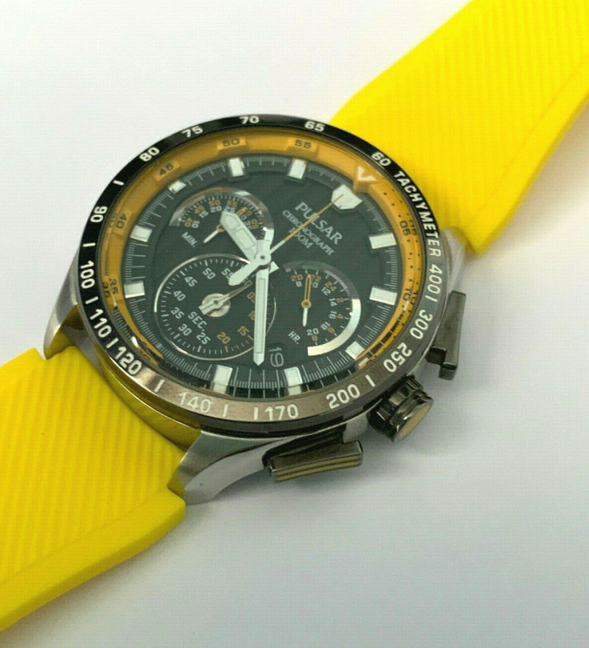 Seiko Pulsar PU2007 Watch Black Yellow dial Yellow band WatchCharts