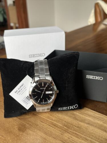 SEIKO Quartz Black Dial Stainless Steel Men s Watch SUR361 MSRP