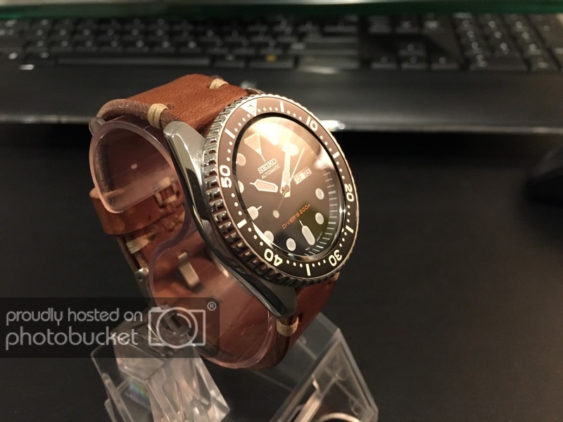 FS: Seiko SKX007 200m Diver on brown custom leather strap