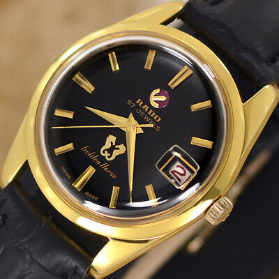 VINTAGE RADO Golden Horse AUTOMATIC 57 JEWELS DATE BLACK DIAL