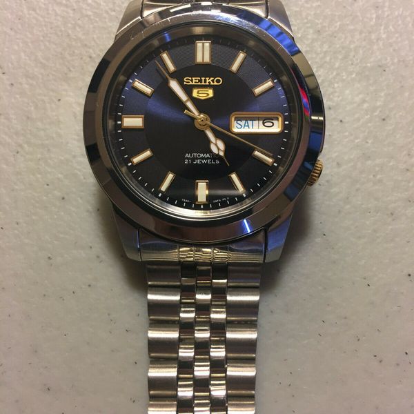 Seiko 5 Snkk11 Snkk11k1 Automatic 21 Jewels Blue Dial Stainless Steel Men Watch Watchcharts 6333