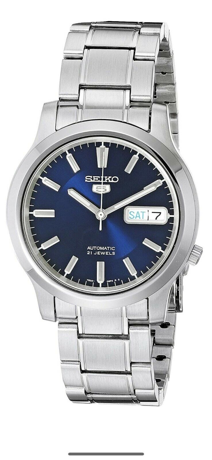 seiko 5 men's snk793 automatic stainless steel watch with blue dial