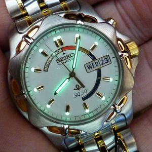 SEIKO Kinetic SQ 50 5M43-0A50 Ref: SKJ022P1 Rare White Dial Box
