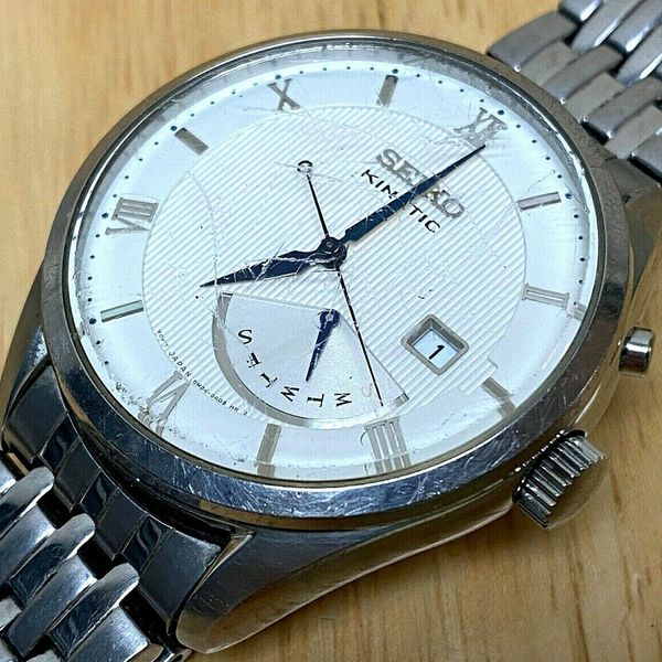 Seiko Kinetic 5M84-0AD0 Men 100m Silver Steel Analog Quartz
