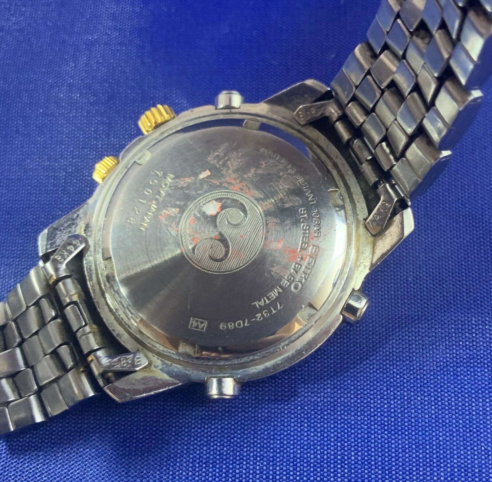 Rare Seiko 7T32 7D89 Sports 100 Two Tone Alarm Chronograph. Needs