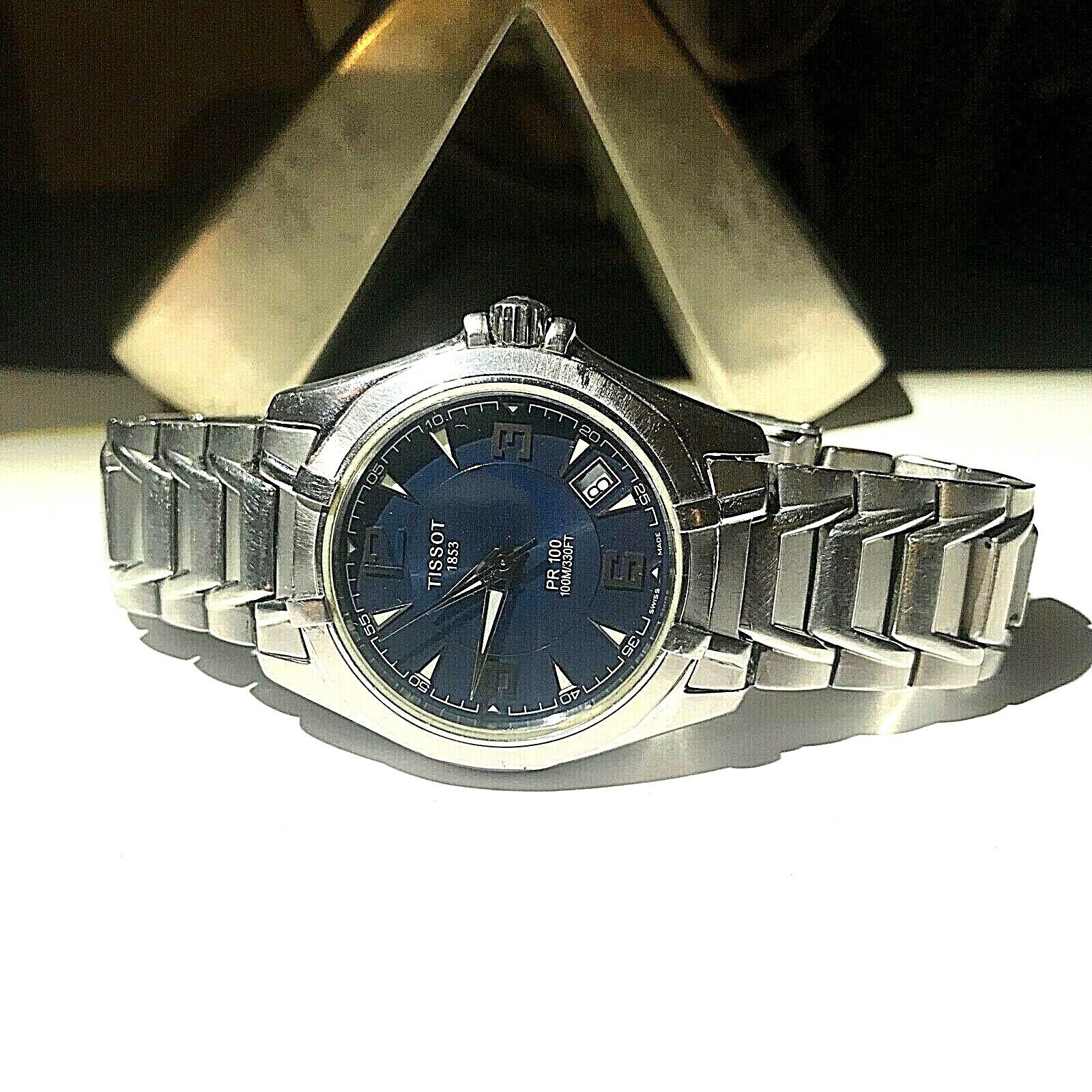 TISSOT 1853: Stainless Steel Case-Bezel-Band/Blue Face/Quartz/Men 
