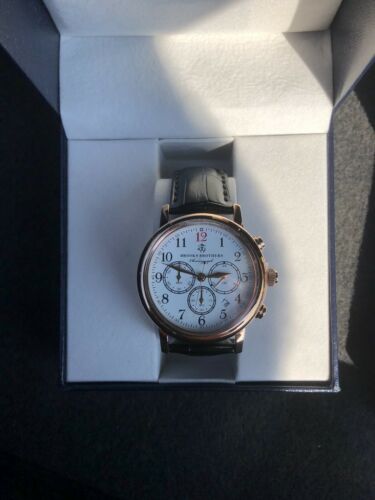 Brooks Brothers Mens Rose Gold Tone Chronograph Watch New In Box