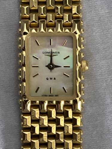 Longines QWR Gold Plated Ladies Watch Mother Of Pearl Face