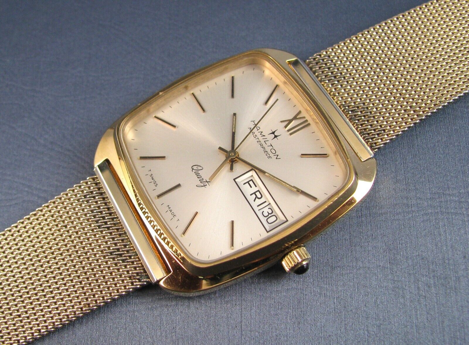 Vintage Hamilton Masterpiece Quartz Gold Plated Mens Day Date Watch 1980s |  WatchCharts Marketplace