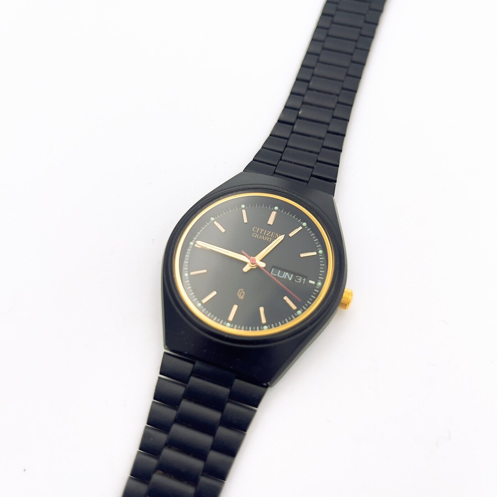 Rare Vintage Citizen CQ Black Pvd Ref. 3801-891171 Quartz Men's