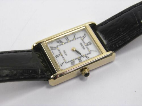 Ladies Seiko Solar V115-0BD0 stainless steel gold tone dress wrist