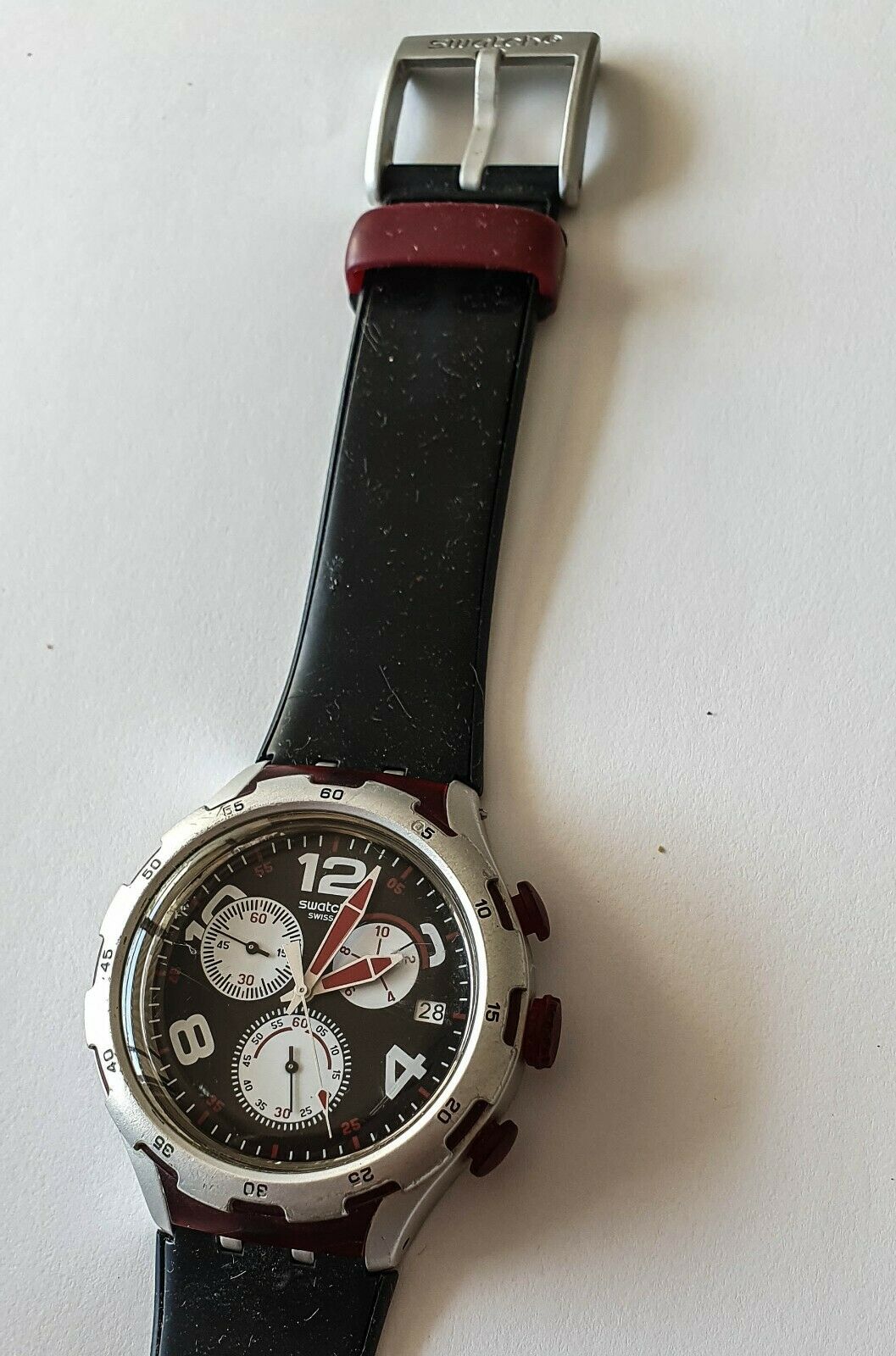 Swatch Men's Watch Irony Xlite Red Wheel Chronograph YYS4004