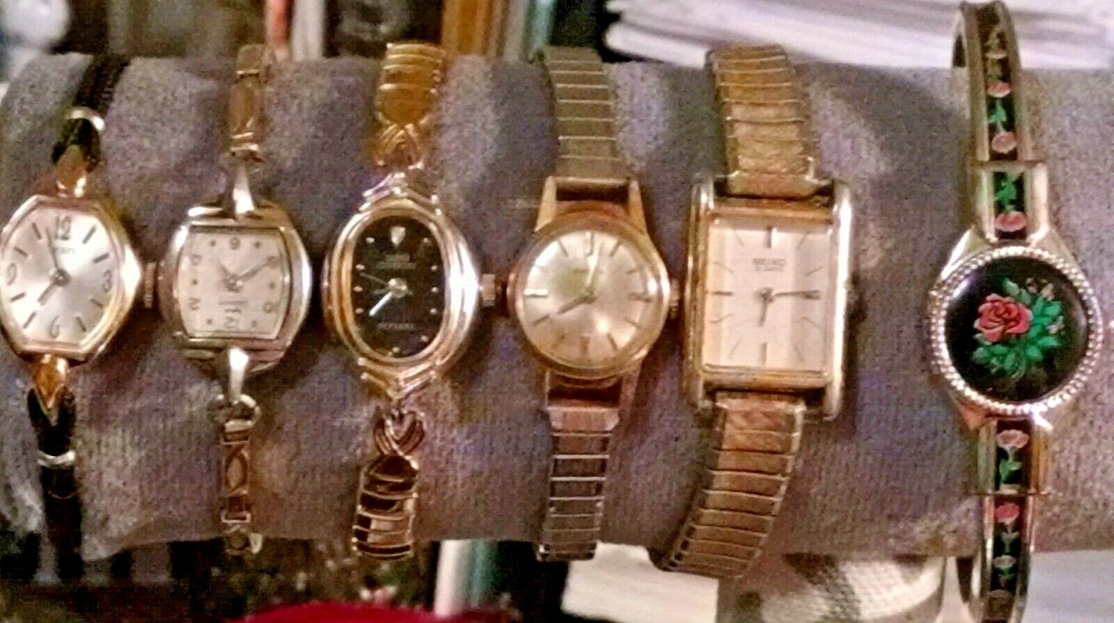 LOT OF 6 VTG LADIES WRISTWATCHES WALTHAM SEIKO ENICAR SEARS SAR