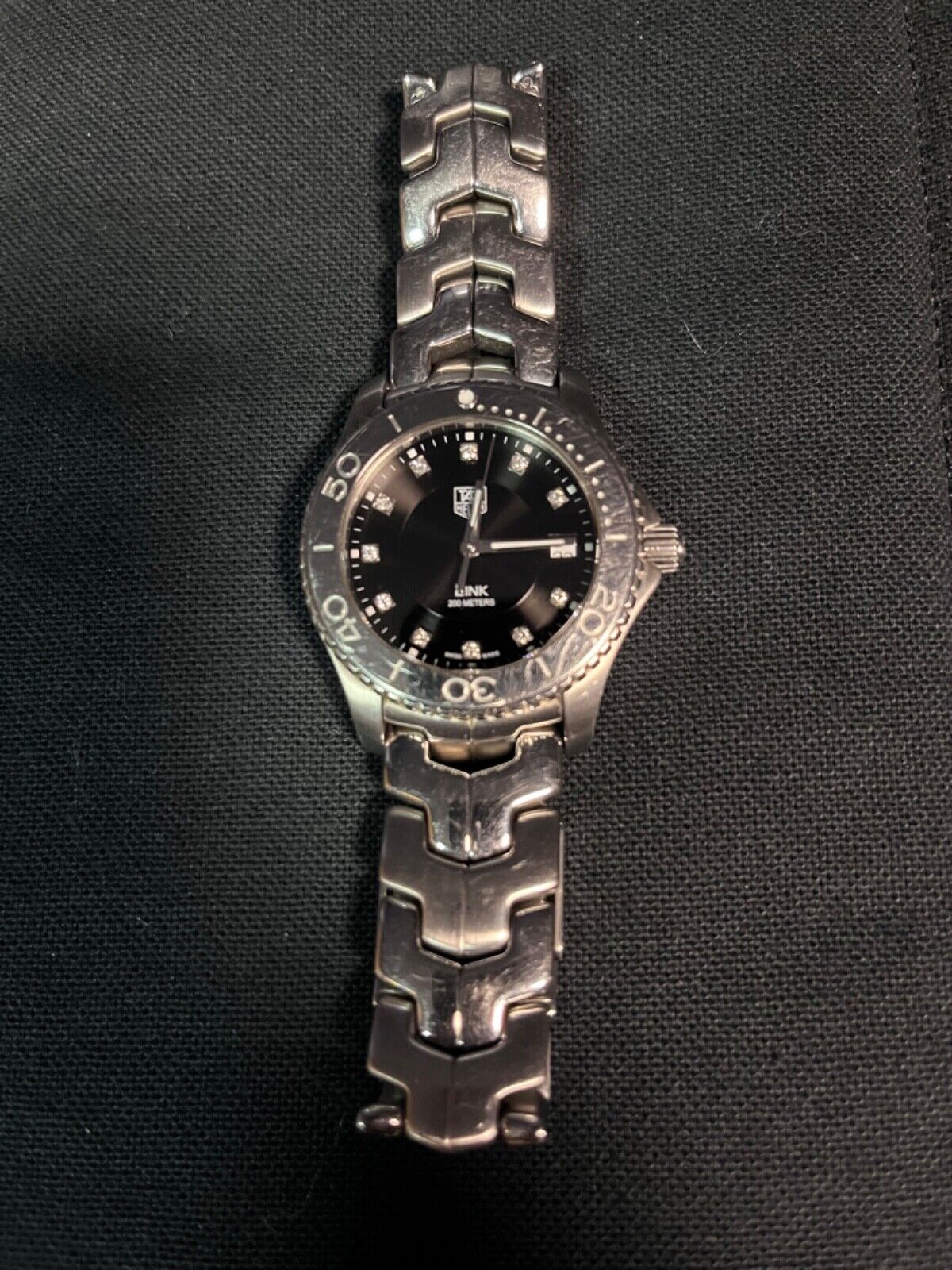 TAG Heuer Link Men s Black Watch with diamond markers used