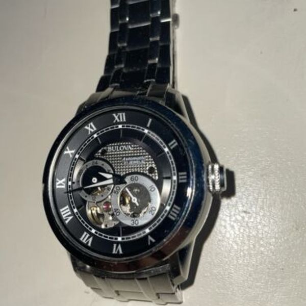 Bulova Automatic 96A119 – Orologio Uomo Automatico Acciaio Inox – Quadrante Nero, Vetro Minerale, Fondello A Vista, 42 Mm
